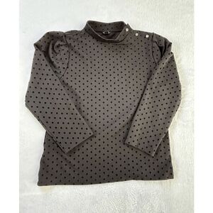 Ann Taylor Black on Black Polka Dot Mock Turtleneck Shoulder Button Size L Shirt